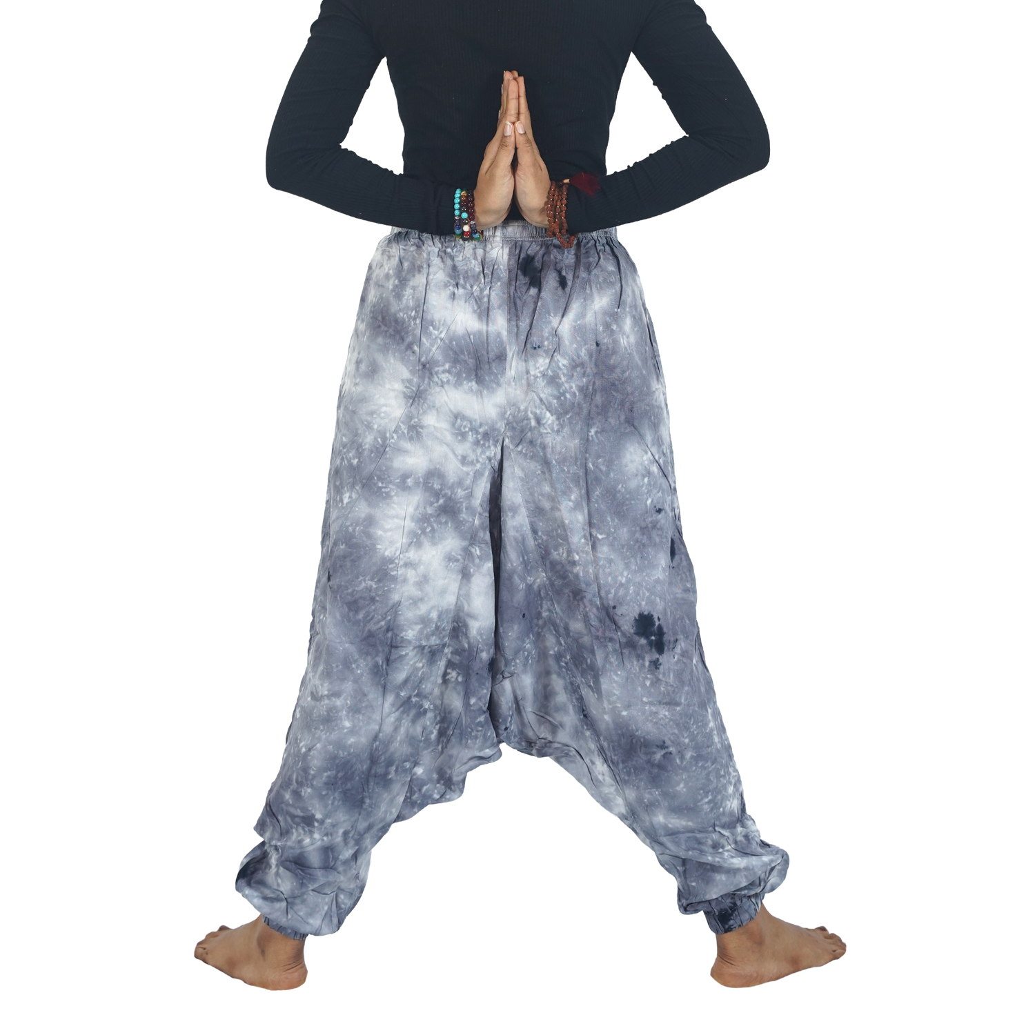 Ash Gray Tye Dye Harem Pants Rayon Drop Crotch