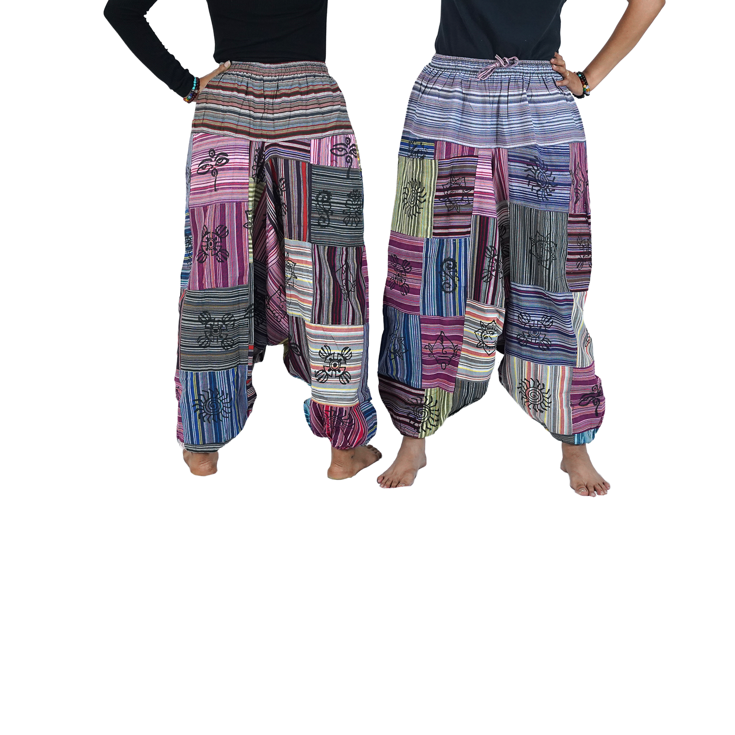 Multi Color Stripes Non Dyed Premium Patchwork Harem
