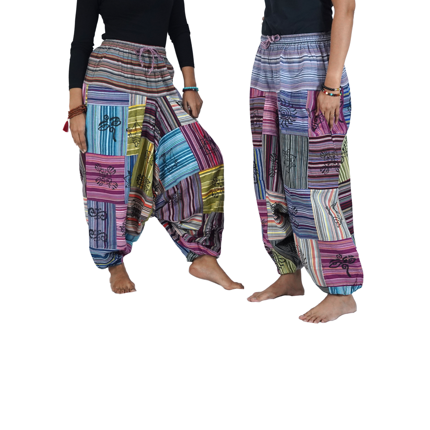 Multi Color Stripes Non Dyed Premium Patchwork Harem