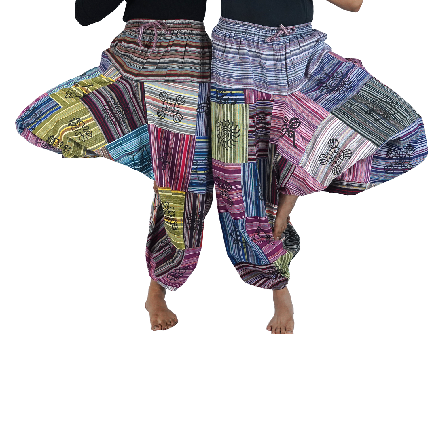 Multi Color Stripes Non Dyed Premium Patchwork Harem