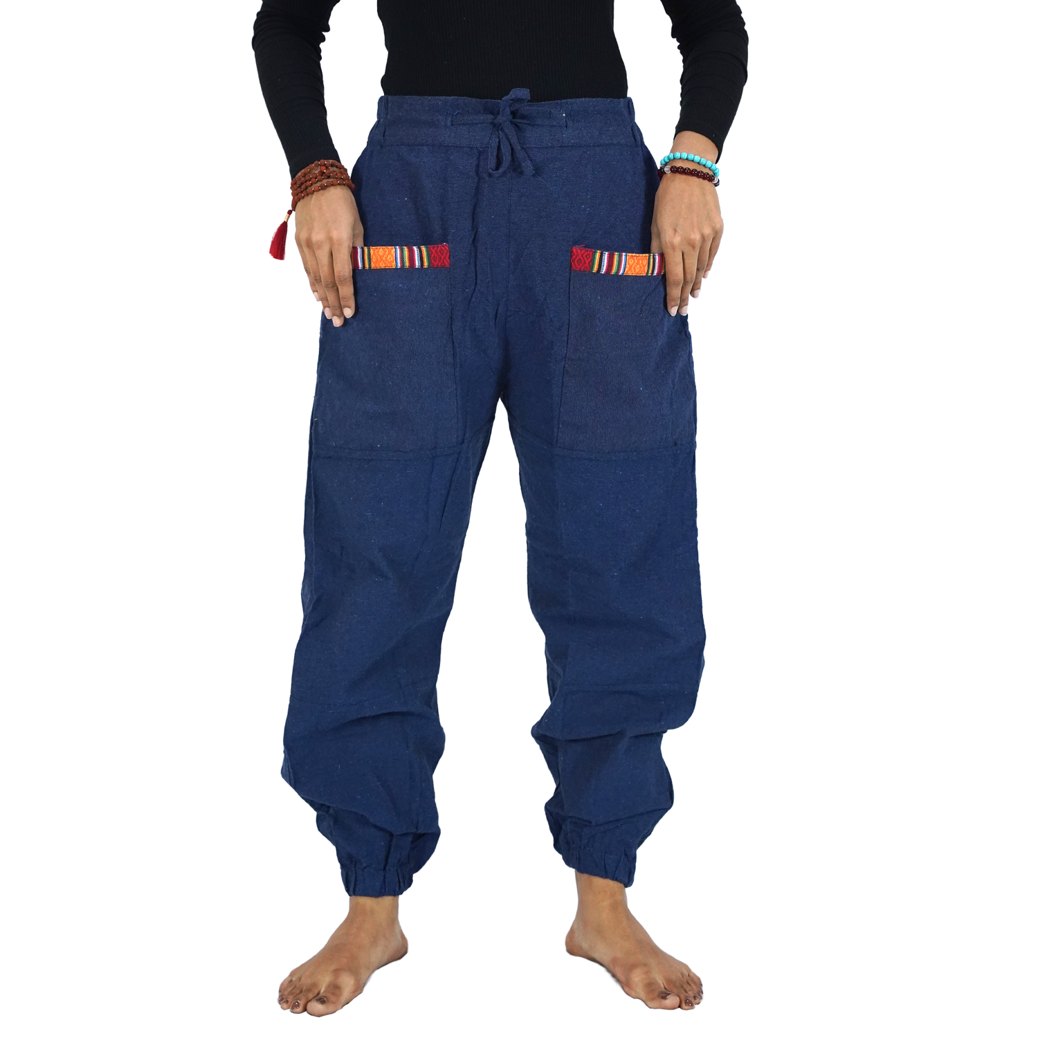 Blue Regular Hopper Pants with Front Pocket – Small Patch Design