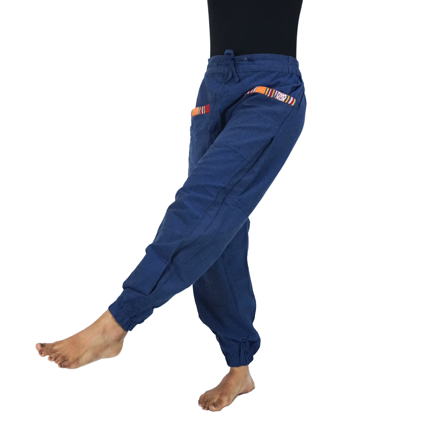 Blue Regular Hopper Pants with Front Pocket – Small Patch Design