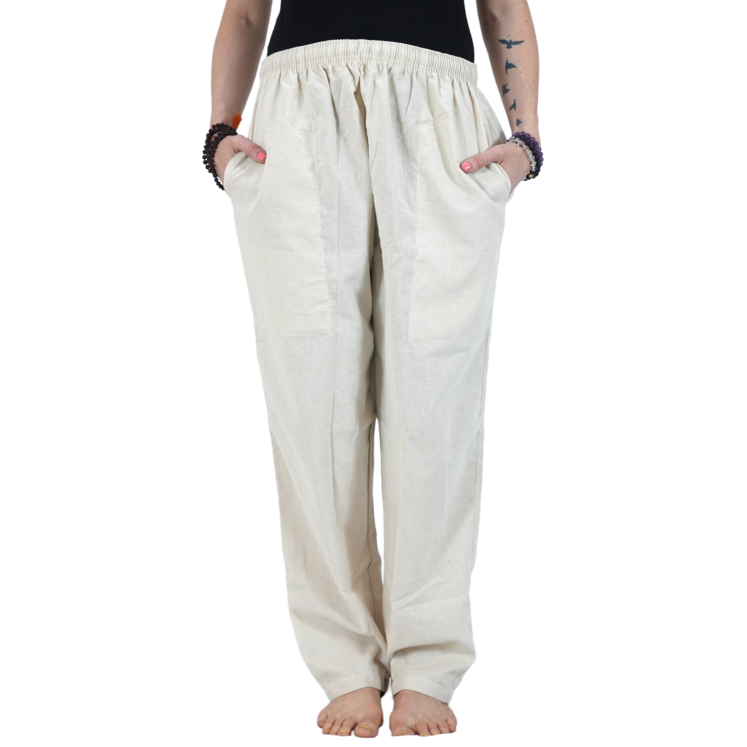 Off White Eco-Friendly Cotton Lounge Pants