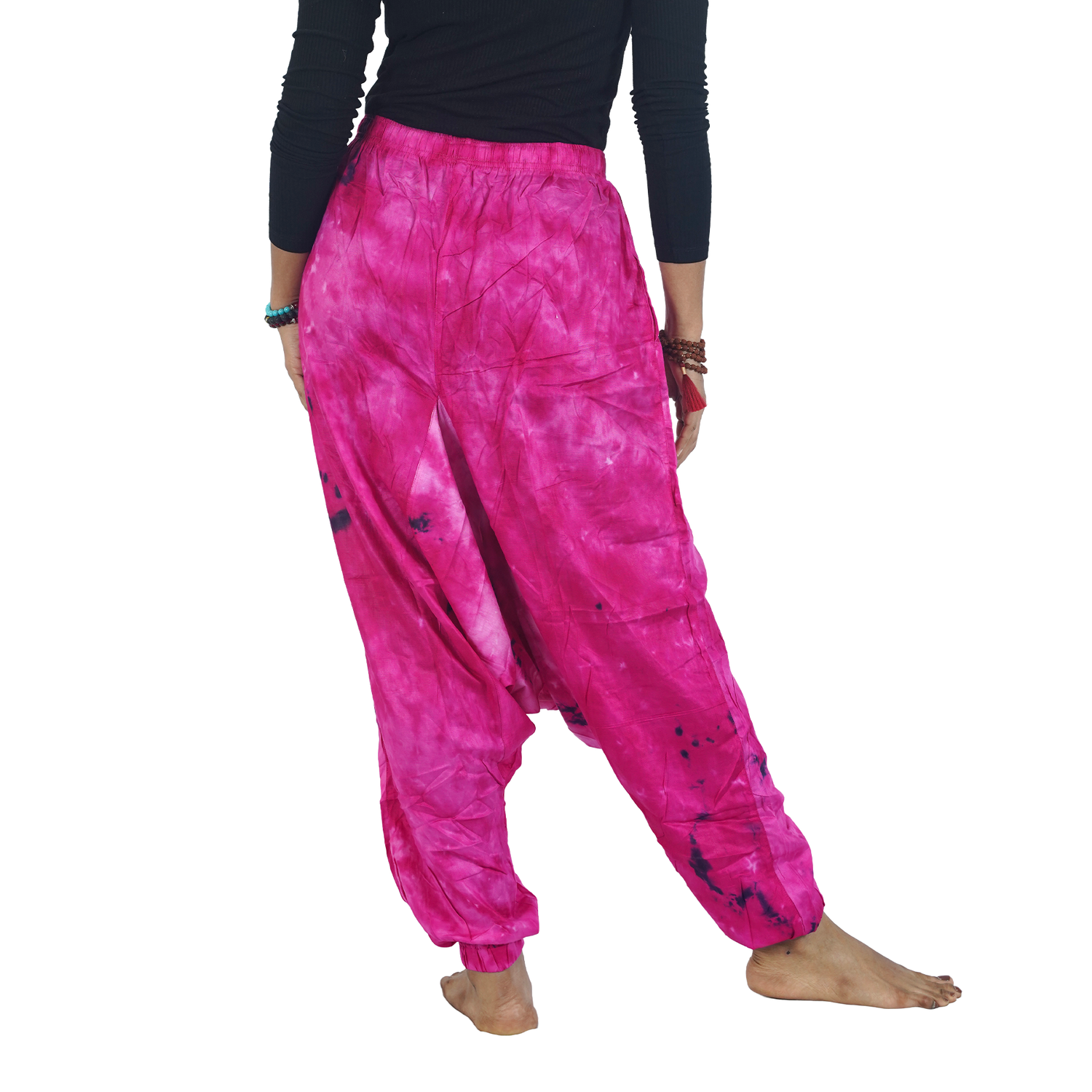 Pink Tye Dye Harem Pants Rayon Drop Crotch