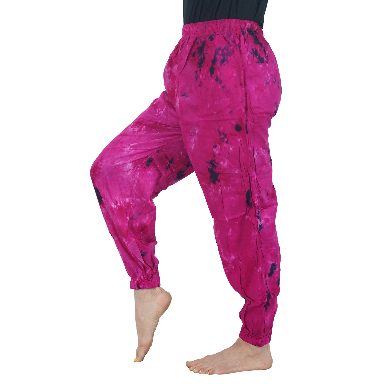 Pink Tye Dye Harem Pants Rayon Straight