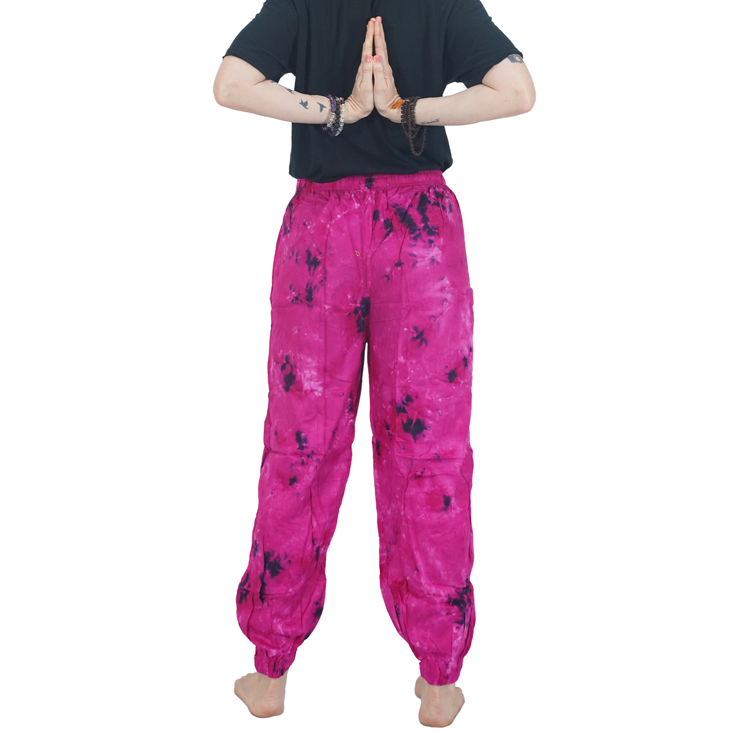 Pink Tye Dye Harem Pants Rayon Straight