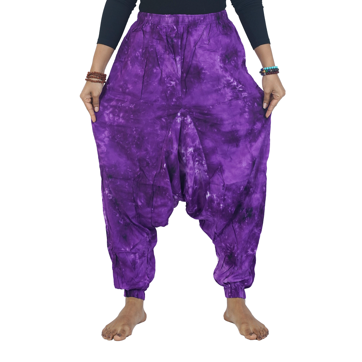 Purple Tye Dye Harem Pants Rayon Drop Crotch