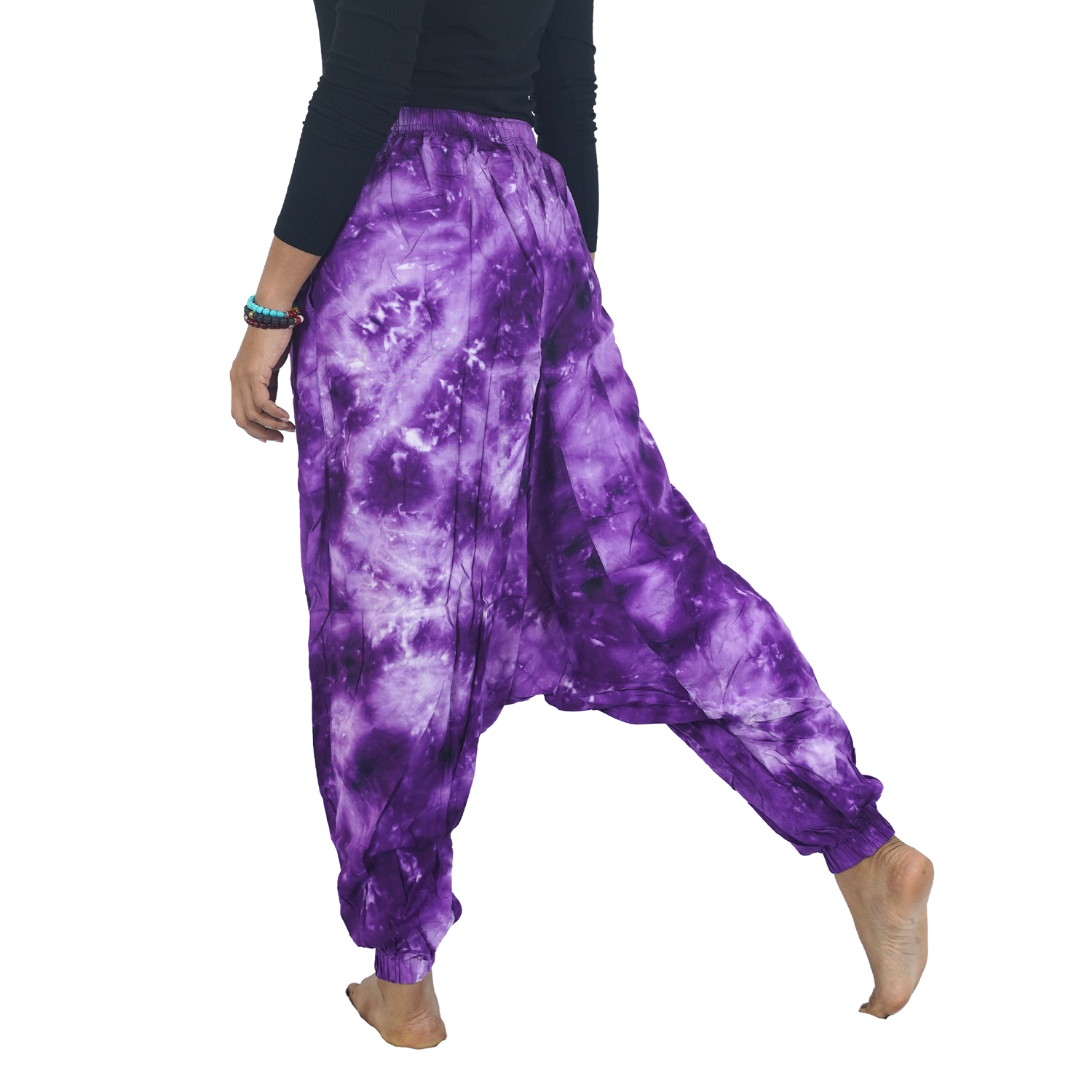 Purple Tye Dye Harem Pants Rayon Drop Crotch