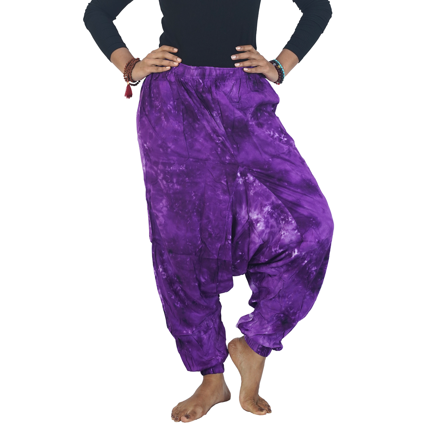 Purple Tye Dye Harem Pants Rayon Drop Crotch