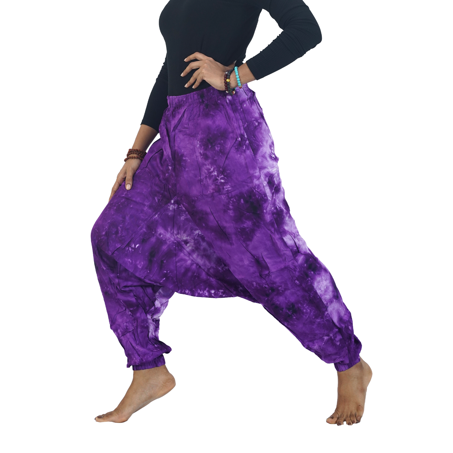Purple Tye Dye Harem Pants Rayon Drop Crotch
