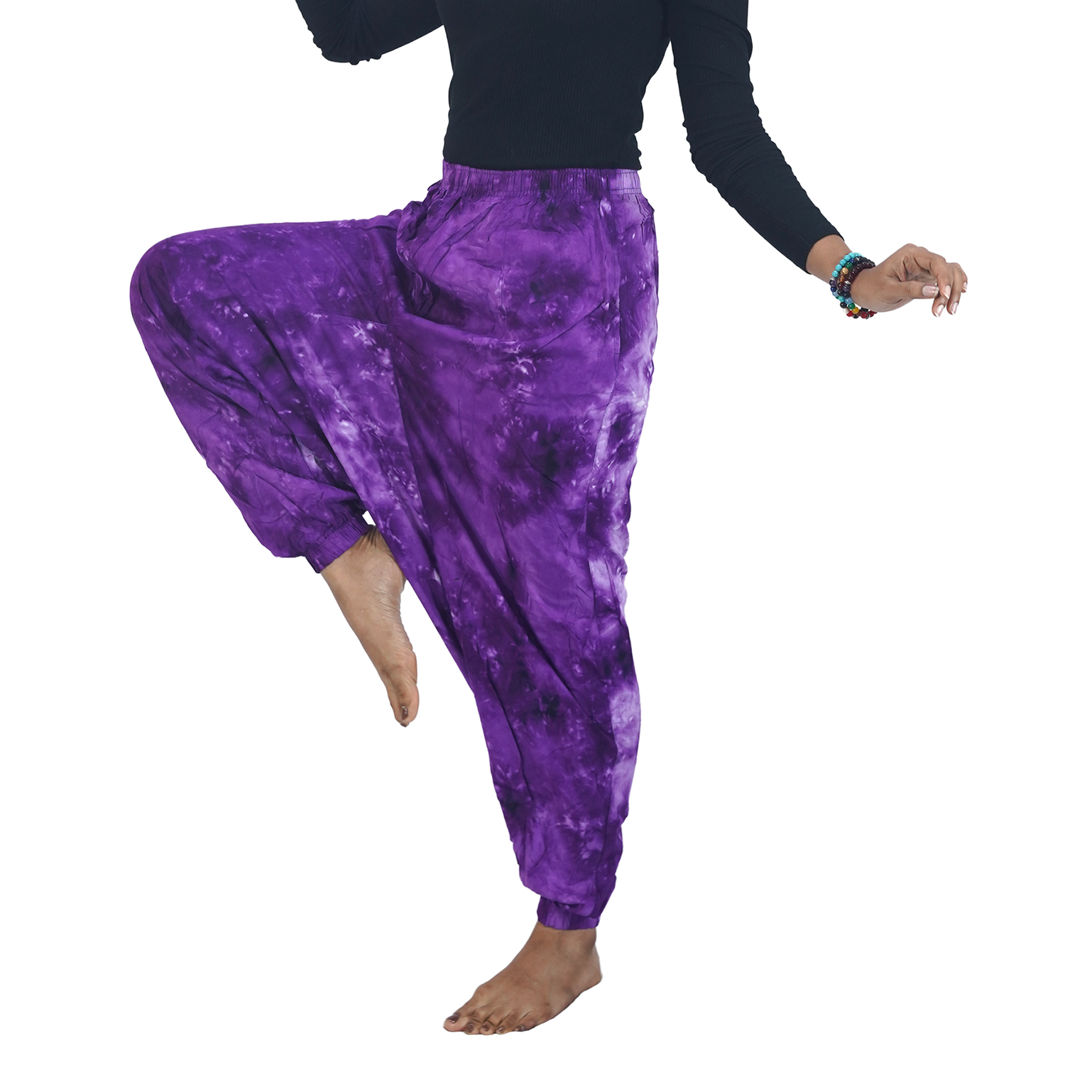 Purple Tye Dye Harem Pants Rayon Drop Crotch