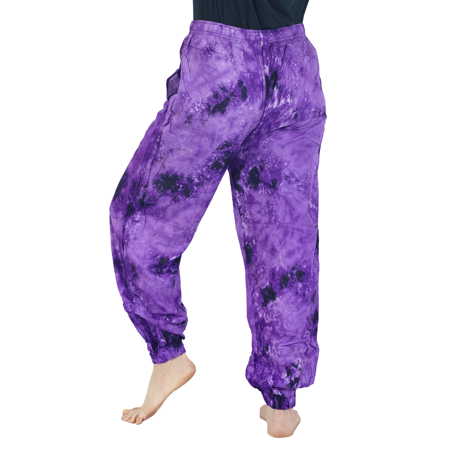 Purple Tye Dye Harem Pants Rayon Straight