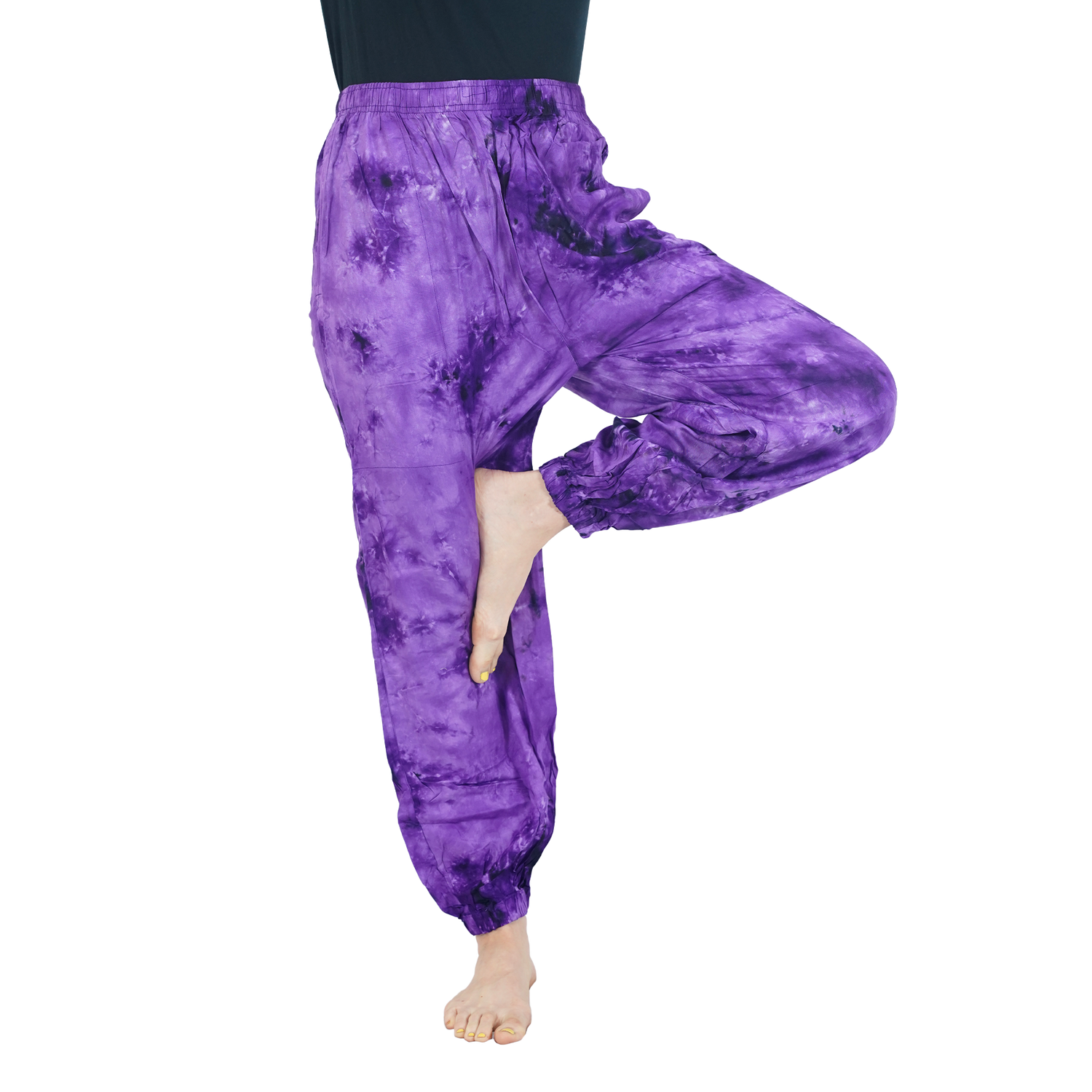 Purple Tye Dye Harem Pants Rayon Straight