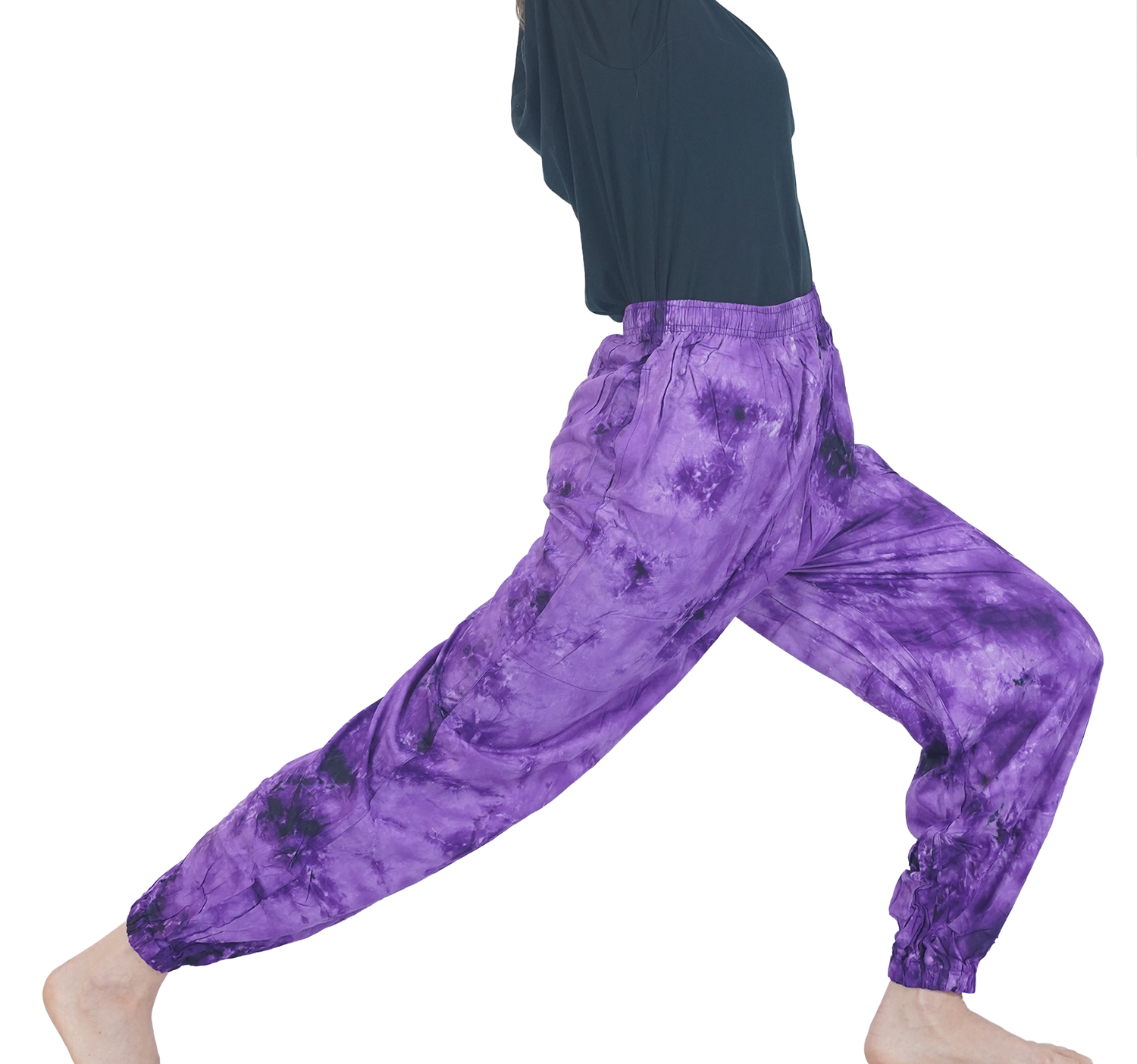 Purple Tye Dye Harem Pants Rayon Straight