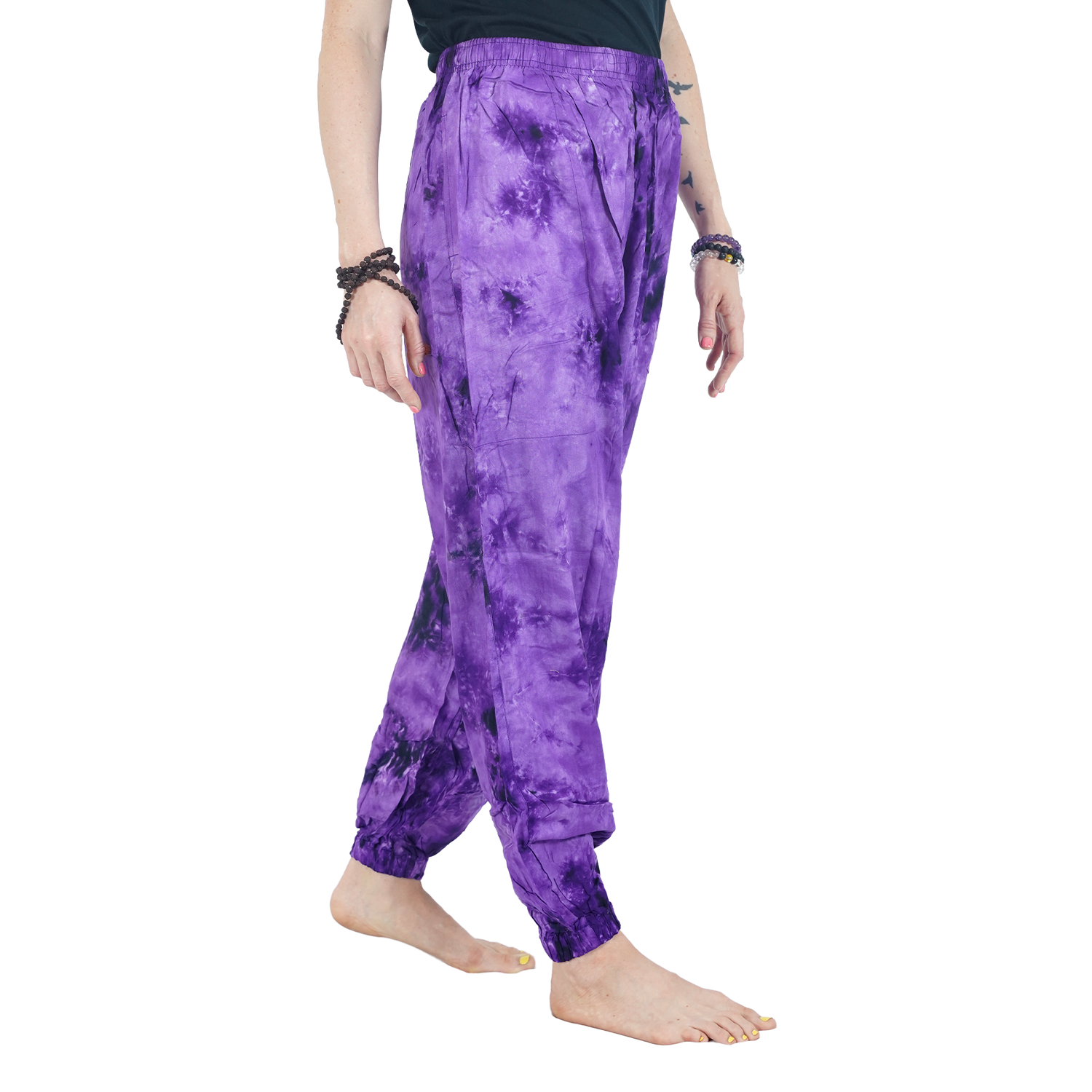 Purple Tye Dye Harem Pants Rayon Straight