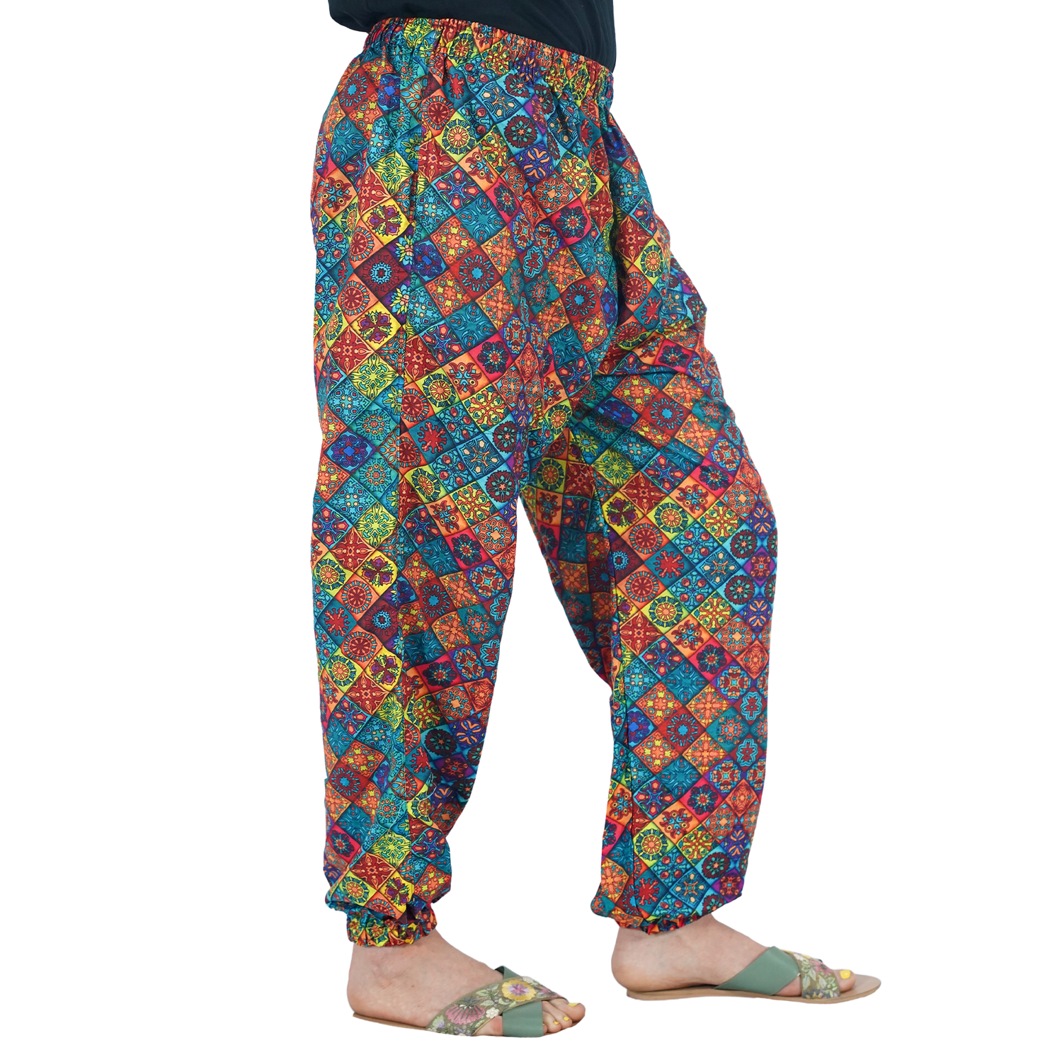 Red Blue Multi Square Digital Printed Baloon Straight Pant