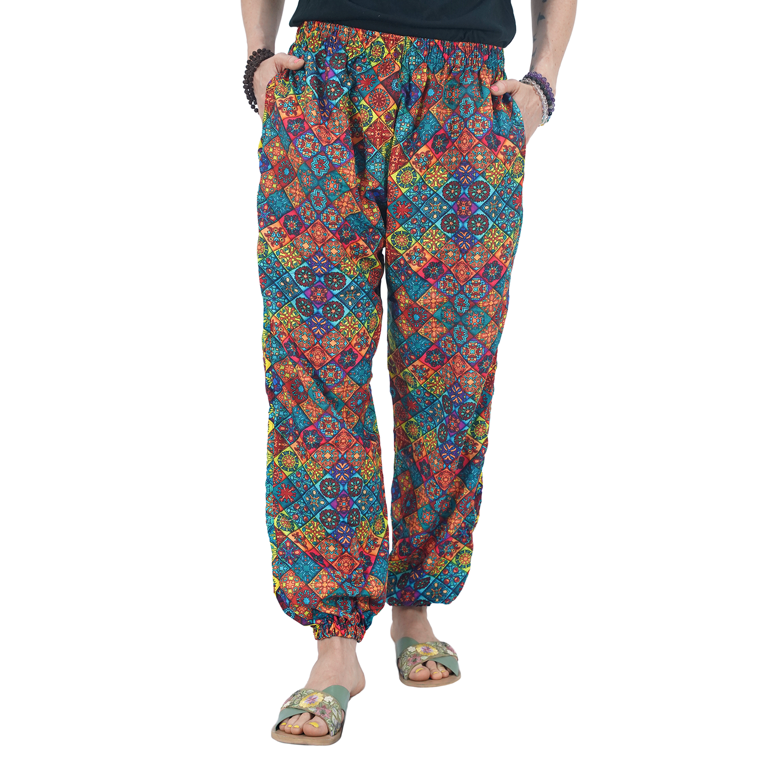 Red Blue Multi Square Digital Printed Baloon Straight Pant