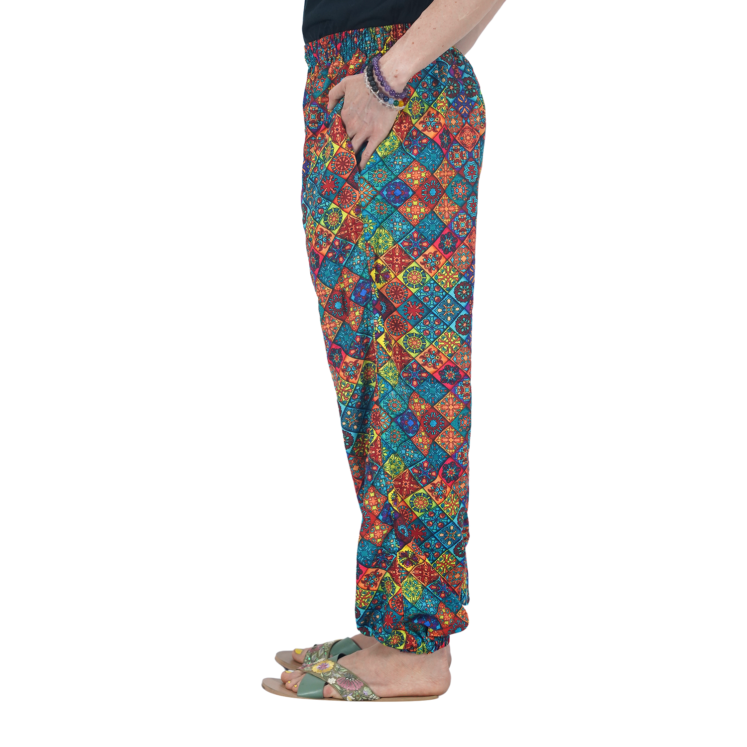 Red Blue Multi Square Digital Printed Baloon Straight Pant