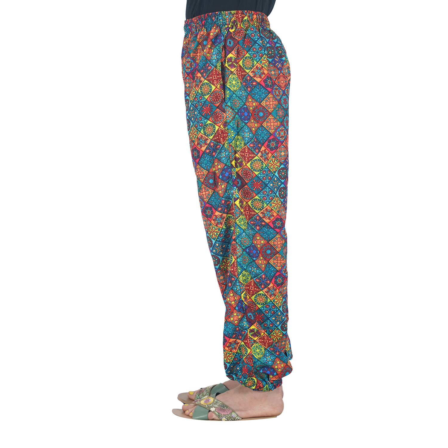 Red Blue Multi Square Digital Printed Baloon Straight Pant