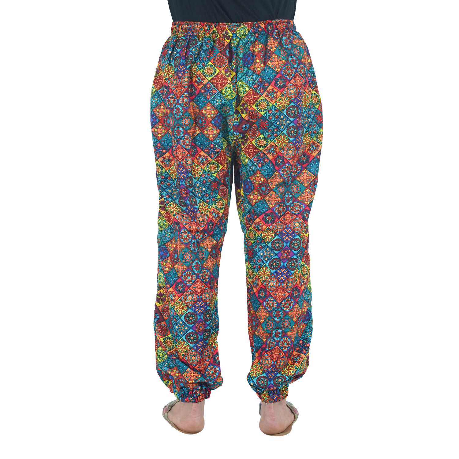 Red Blue Multi Square Digital Printed Baloon Straight Pant