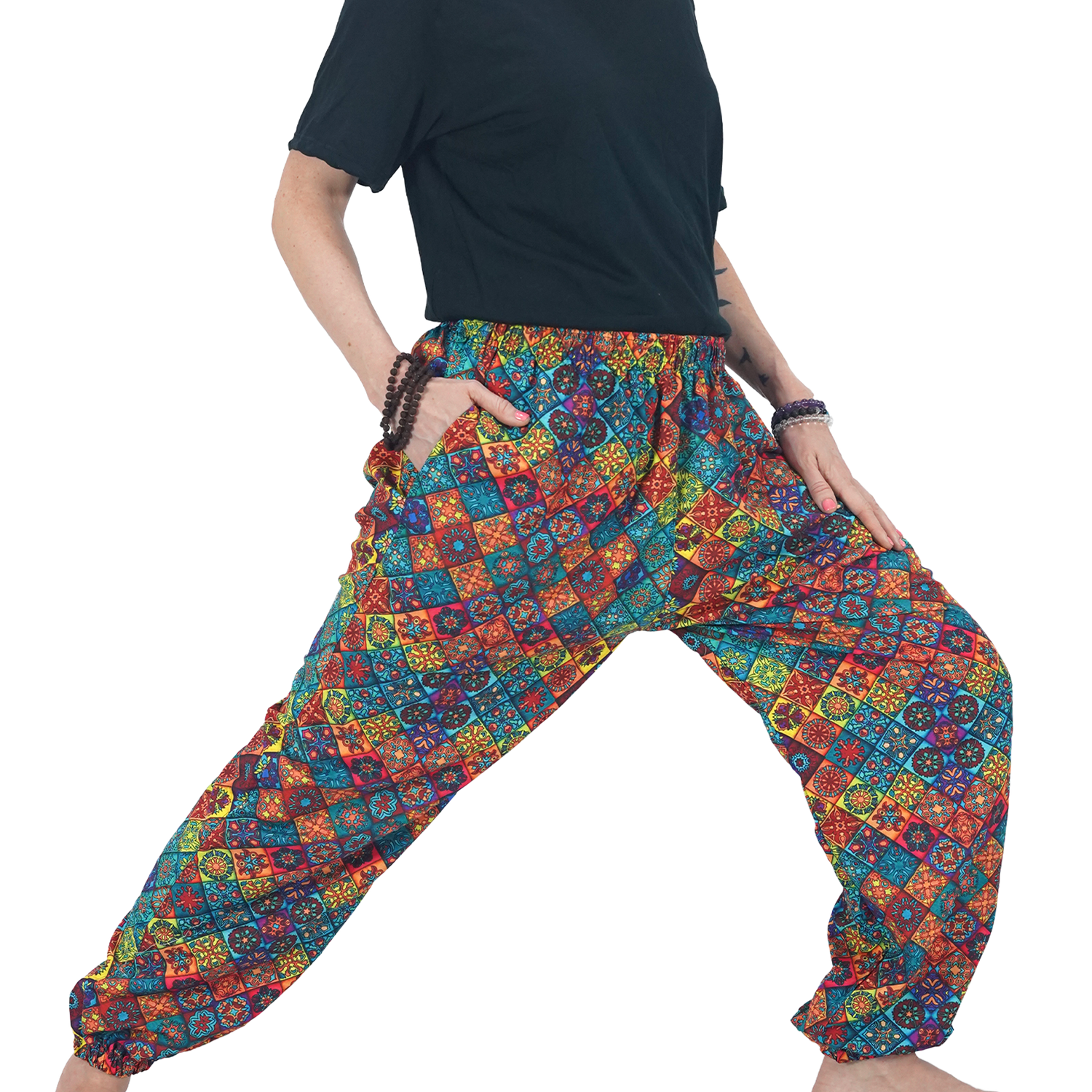 Red Blue Multi Square Digital Printed Baloon Straight Pant