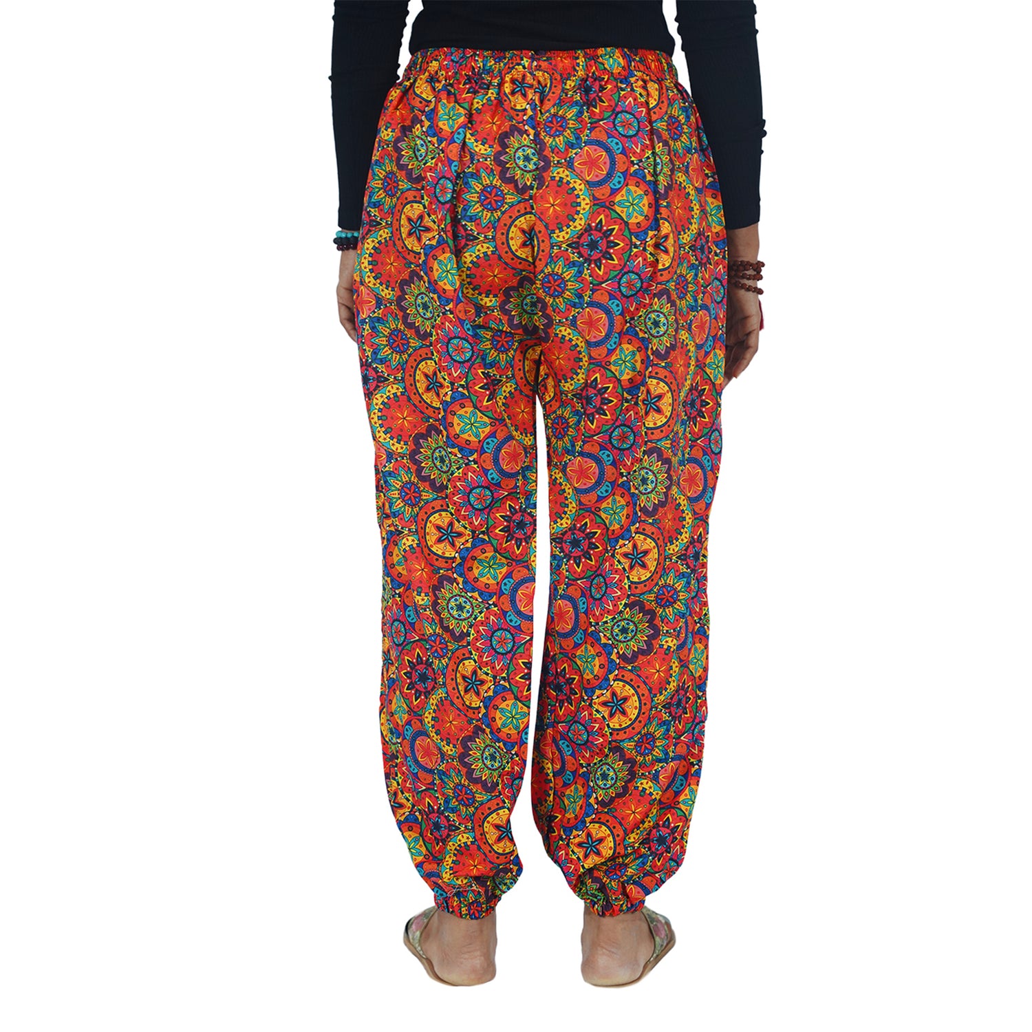 Red Floral Digital Printed Baloon Straight Pant