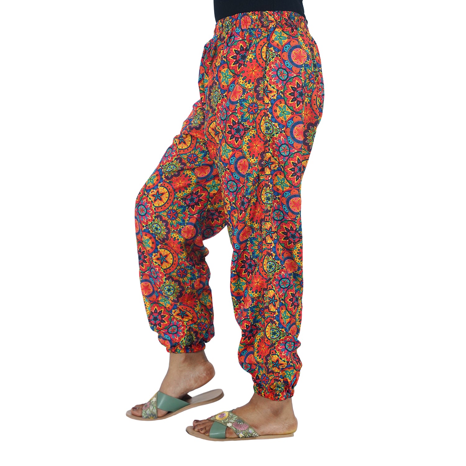 Red Floral Digital Printed Baloon Straight Pant