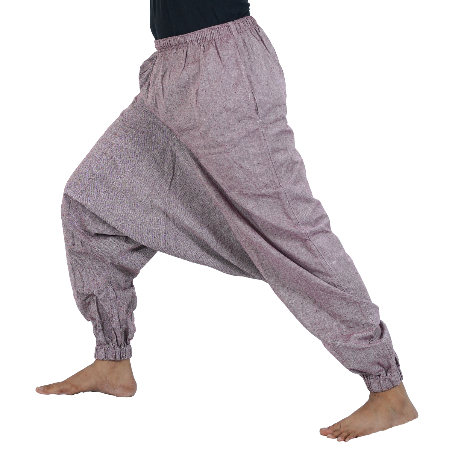 Reddish Brown Eco-Friendly Cotton Drop Crotch Regular Harem Pants