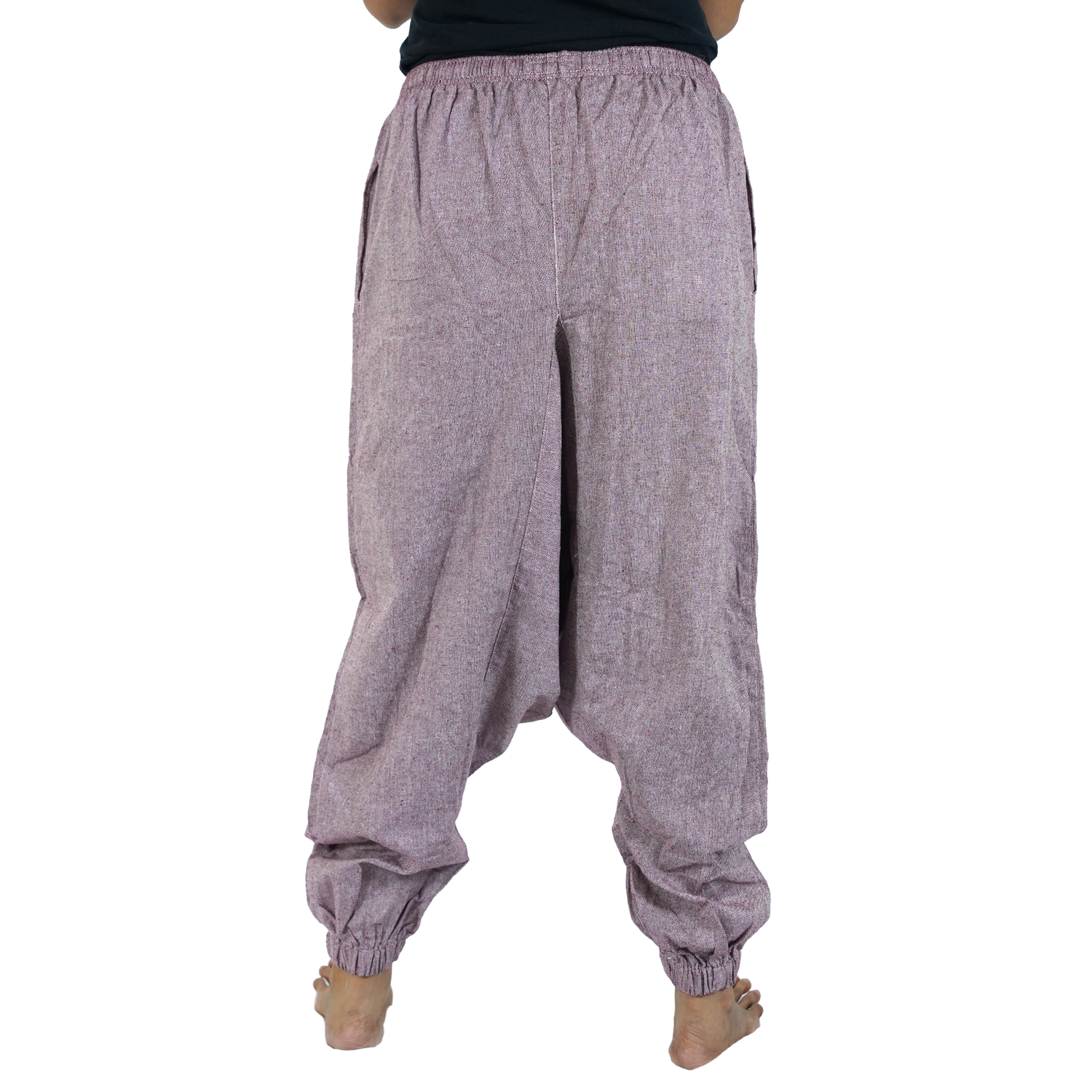 Reddish Brown Eco-Friendly Cotton Drop Crotch Regular Harem Pants