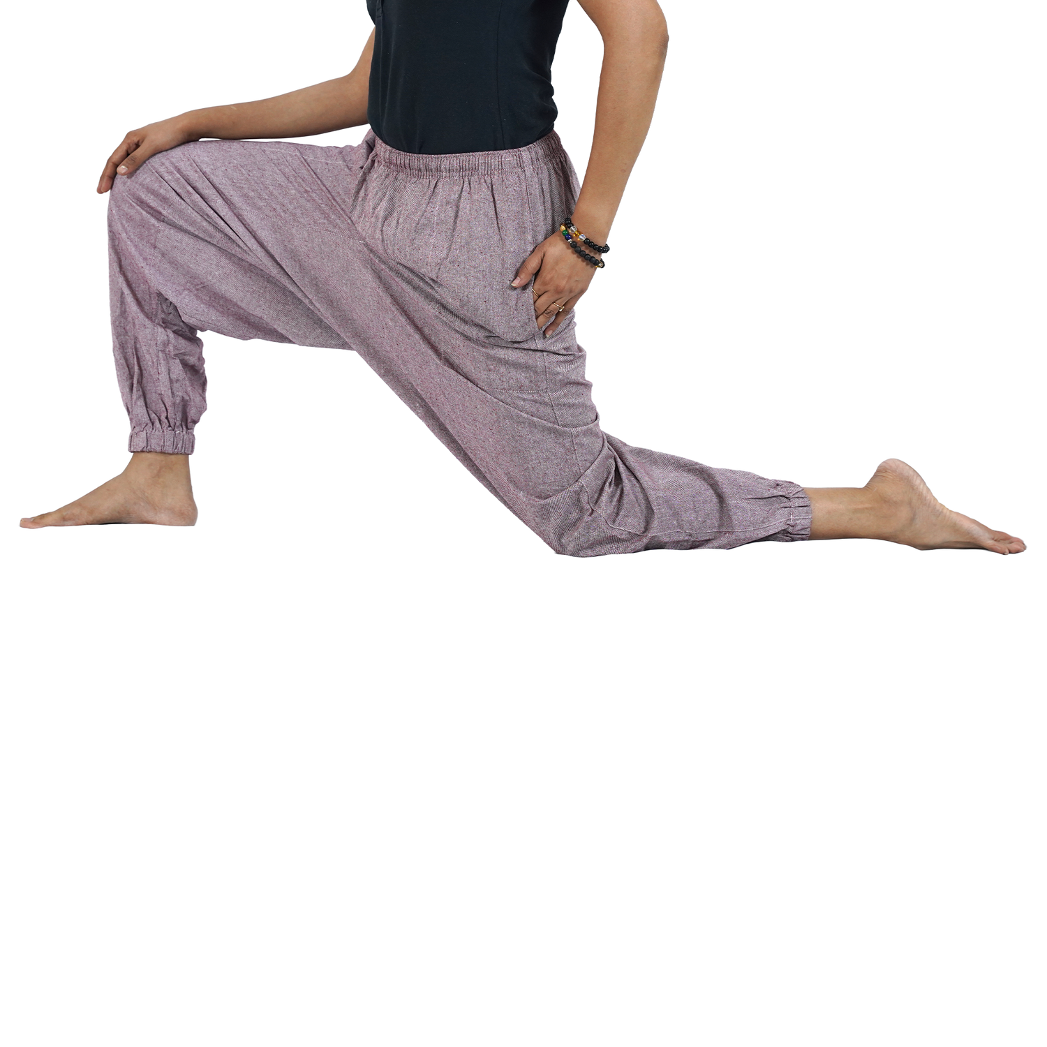 Reddish Brown Eco-Friendly Cotton Drop Crotch Regular Harem Pants