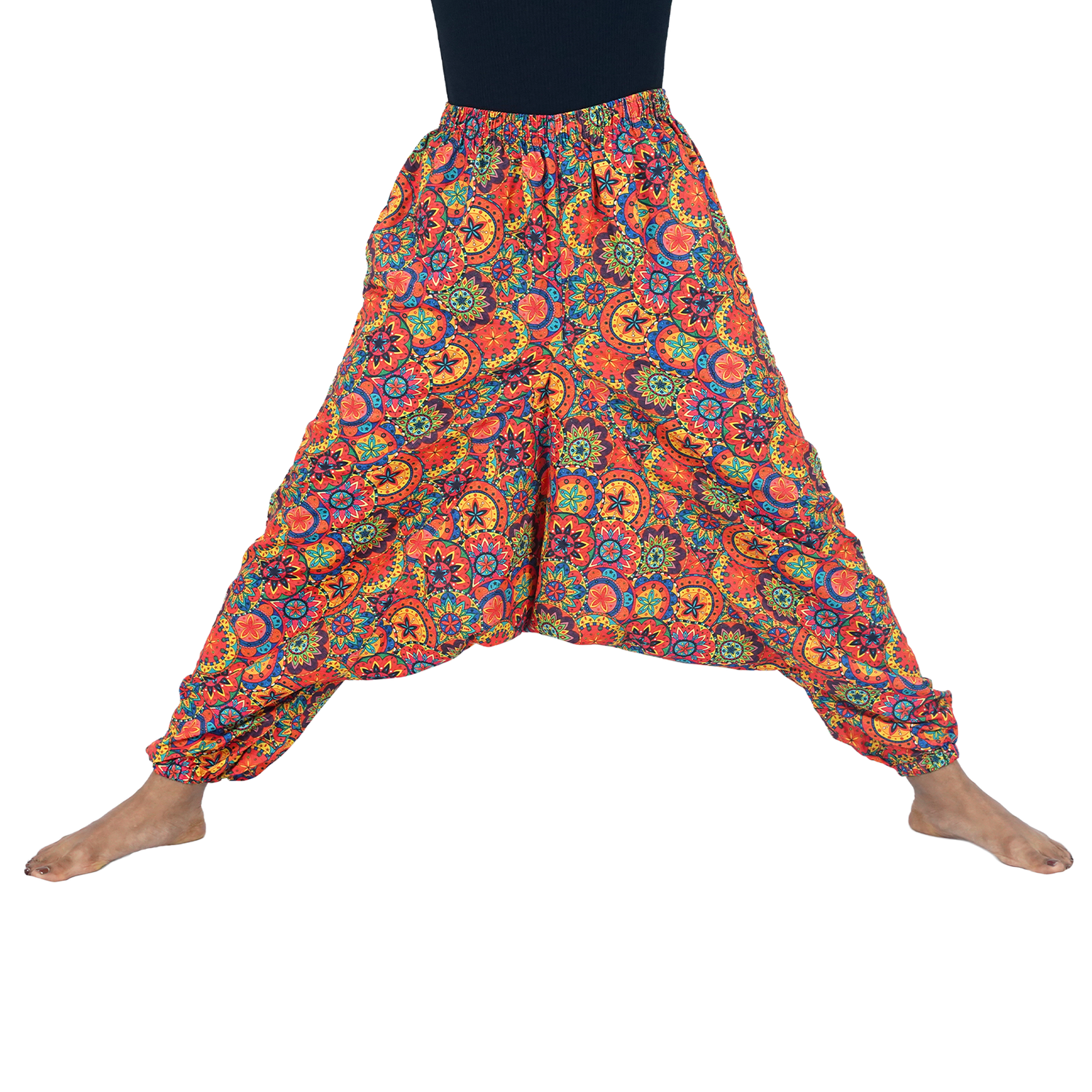 Red Floral Digital Printed Drop Crotch Pants Export Quality