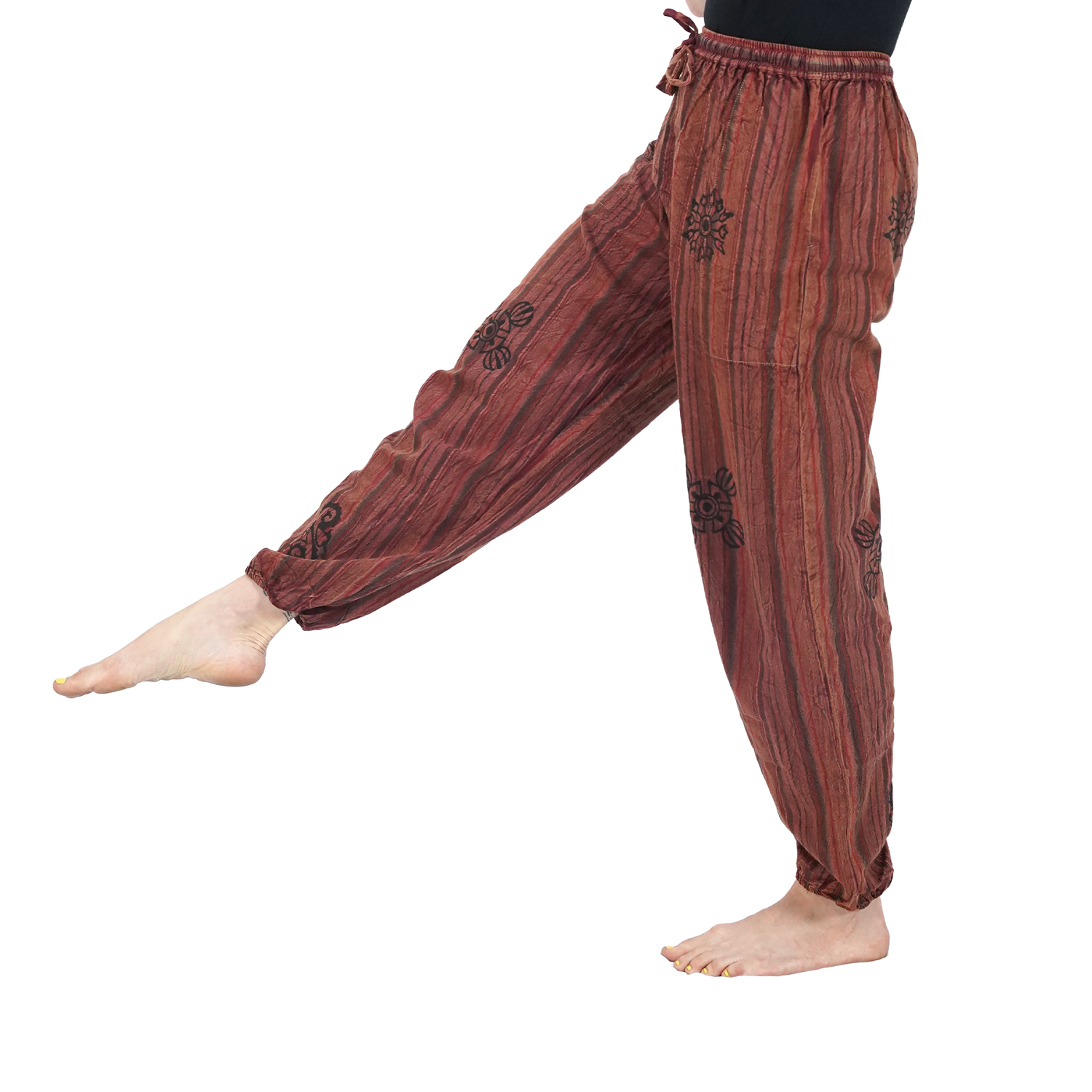 Reddish Brown Red Green Stripes 12 Block Pants