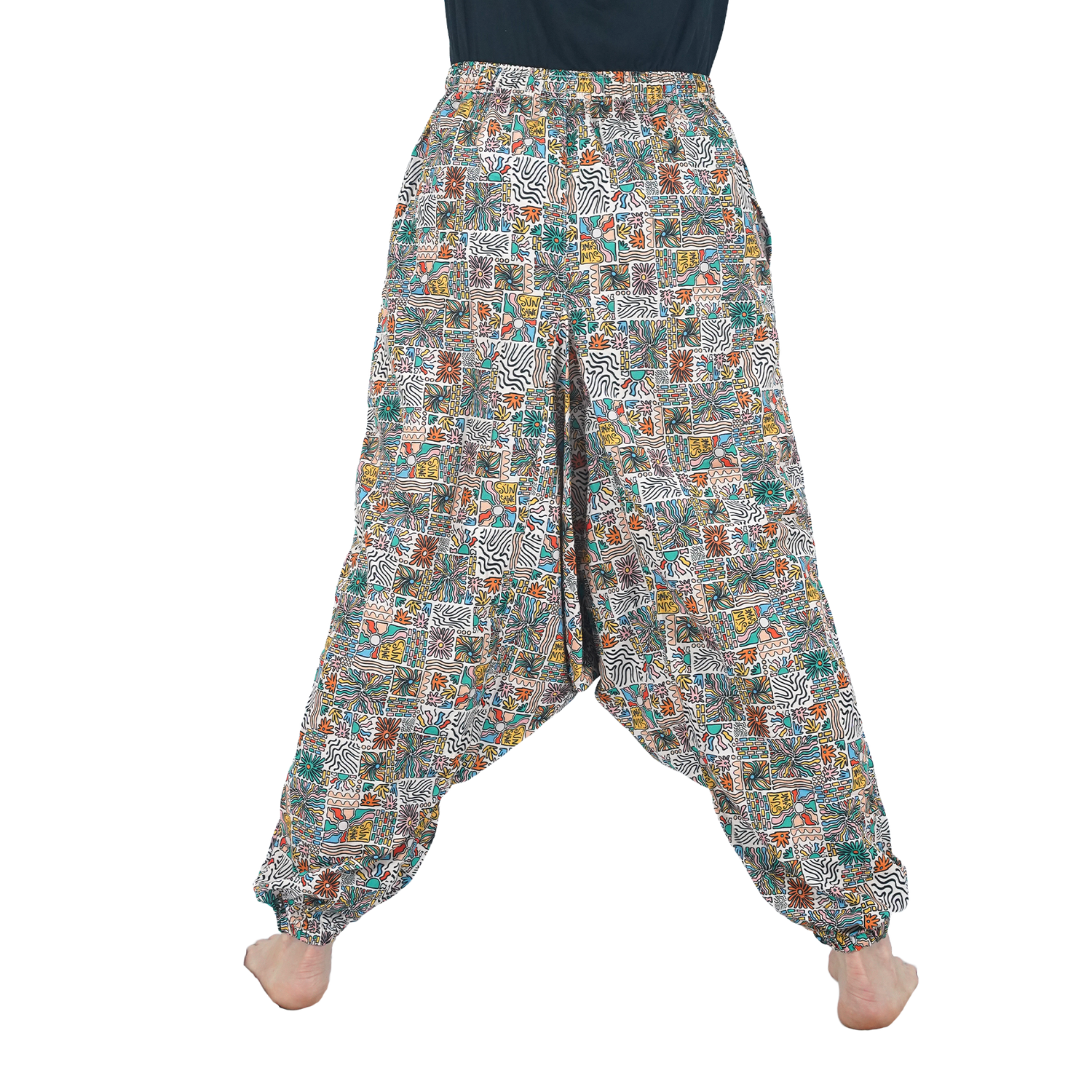 Gray Brown Sunshine Digital Printed Drop Crotch Pants Export Quality