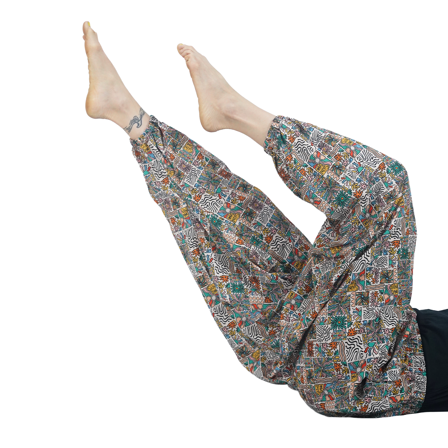Gray Brown Sunshine Digital Printed Drop Crotch Pants Export Quality