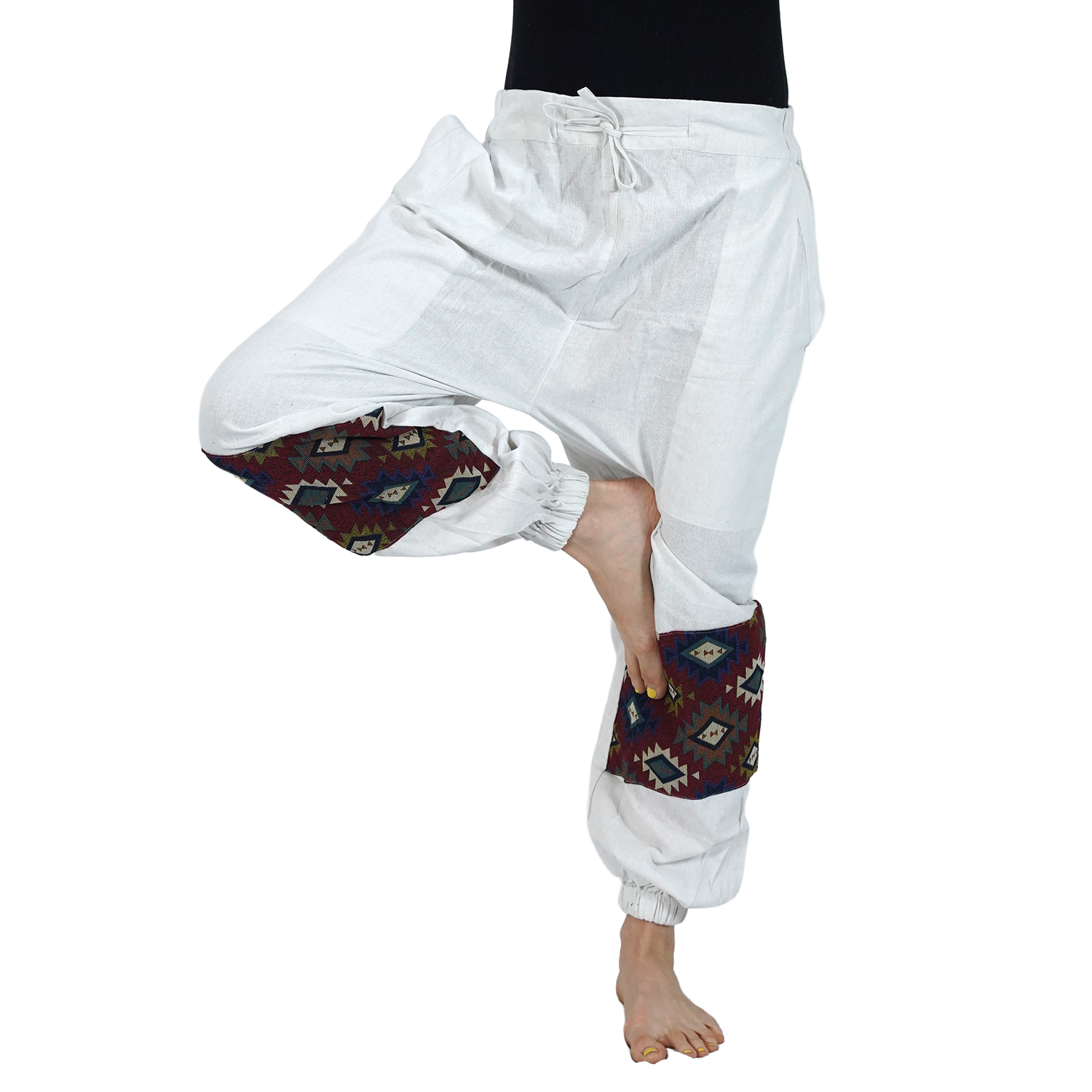White with Dark Brown Pattern Yippie Hopper Elastic Back Side