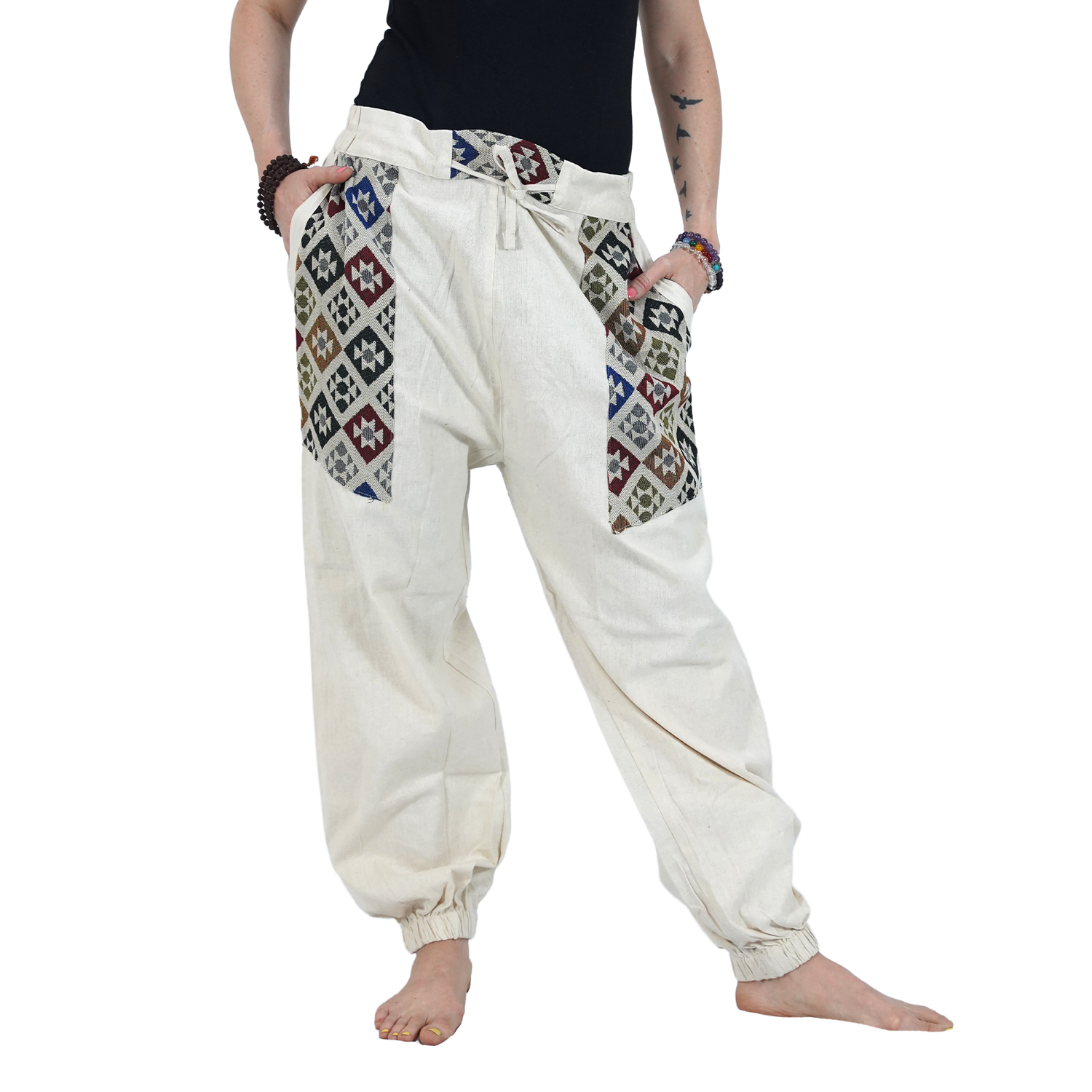 Off White Bohemian Hopper Elastic Back Side Pants