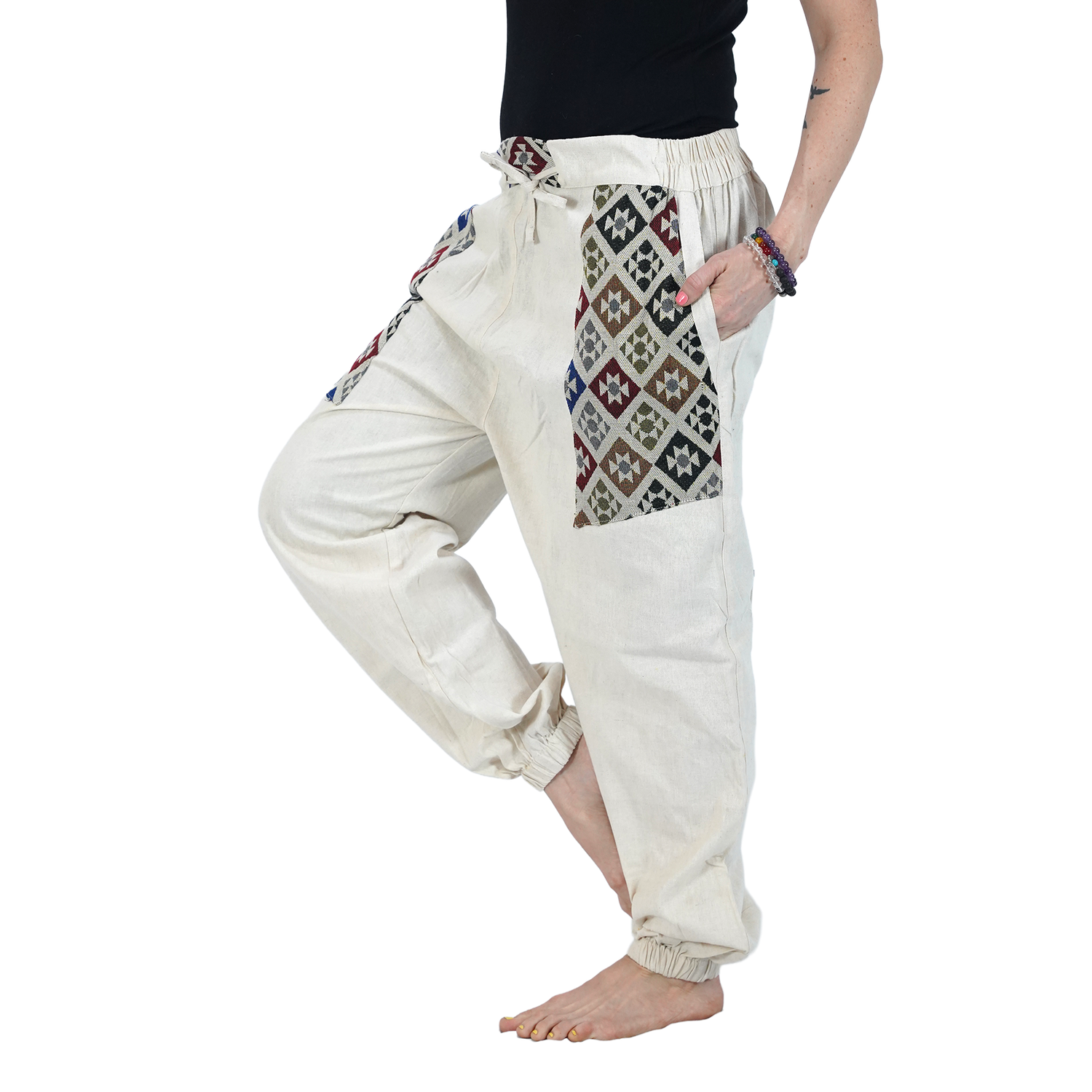 Off White Bohemian Hopper Elastic Back Side Pants