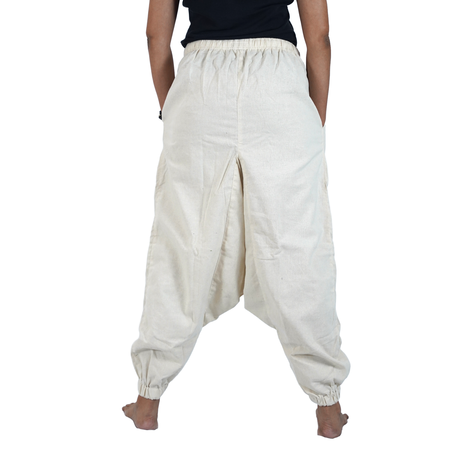 Off White Eco-Friendly-Fabric Cotton Drop Crotch Regular Harem
