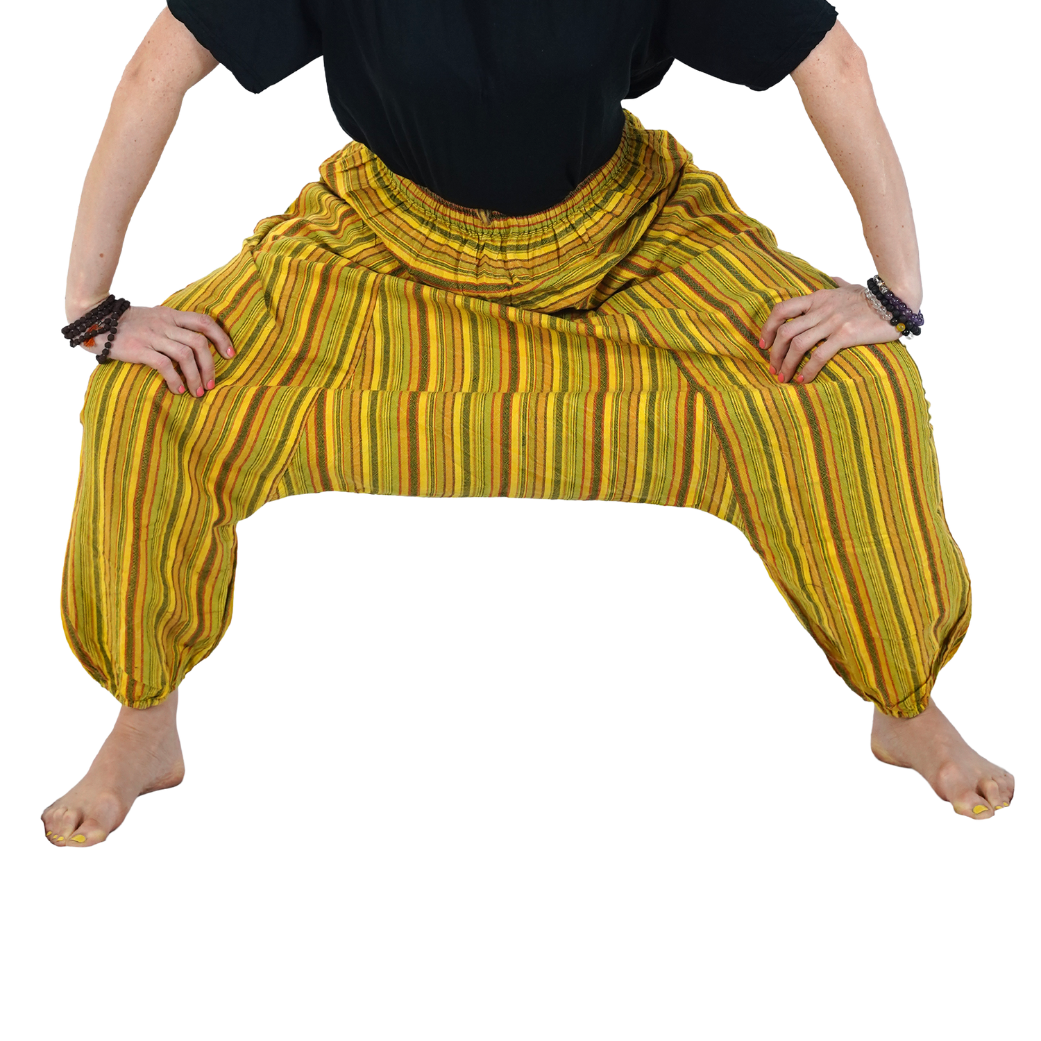 Yellow with Vertical Stripes Aflatoon Harem Pants