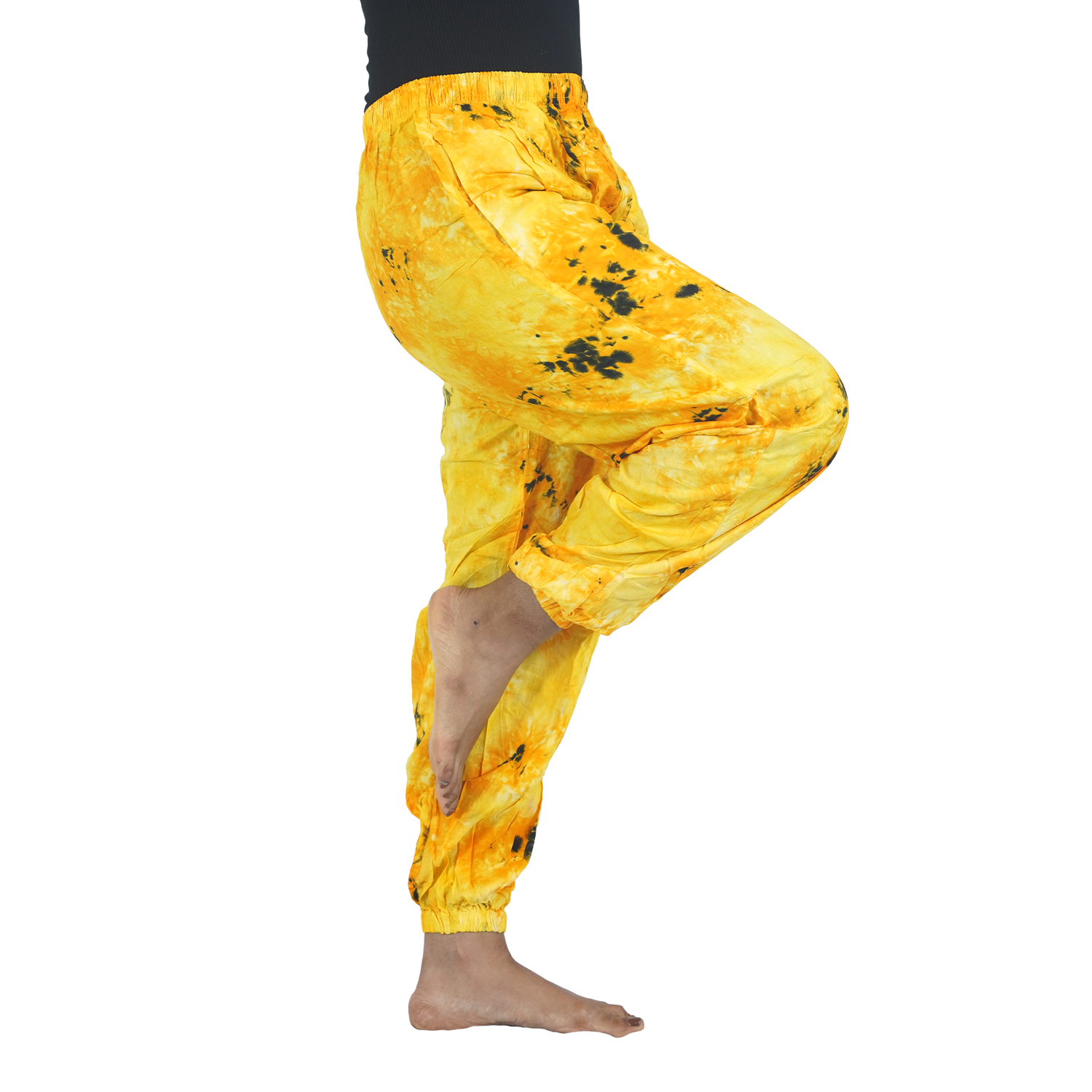 Yellow Tye Dye Harem Pants Rayon Straight