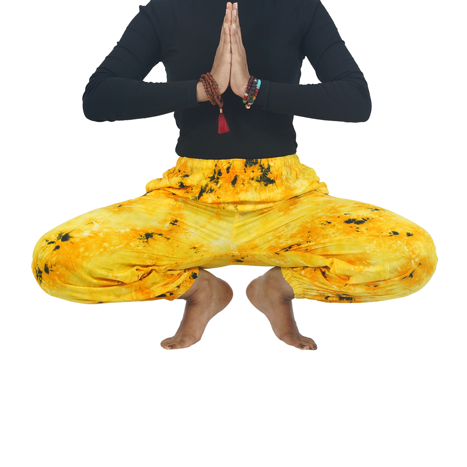 Yellow Tye Dye Harem Pants Rayon Straight