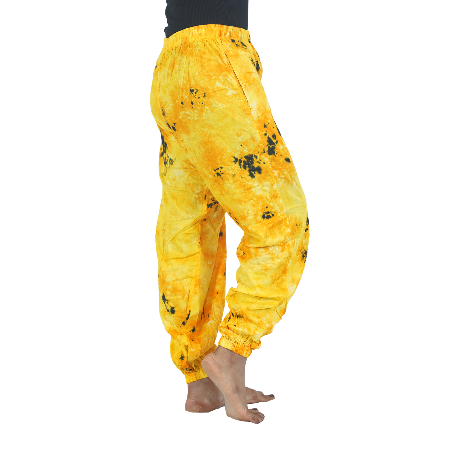 Yellow Tye Dye Harem Pants Rayon Straight