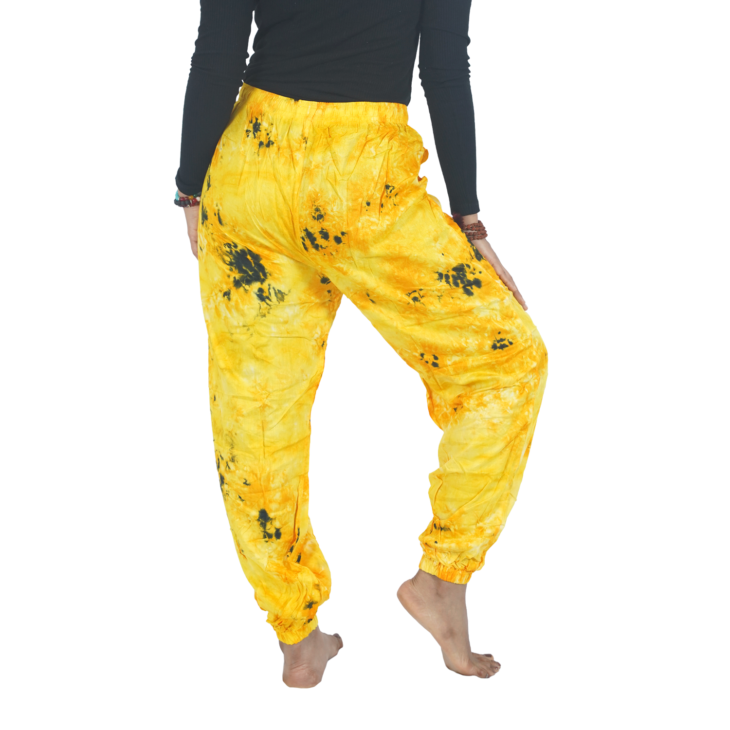 Yellow Tye Dye Harem Pants Rayon Straight